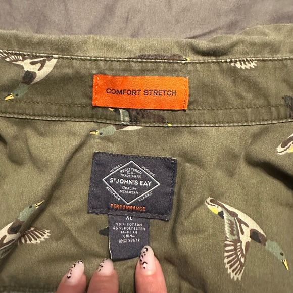 Saint John’s Bay Duck Print Button Down Shirt XL - Picture 2 of 3